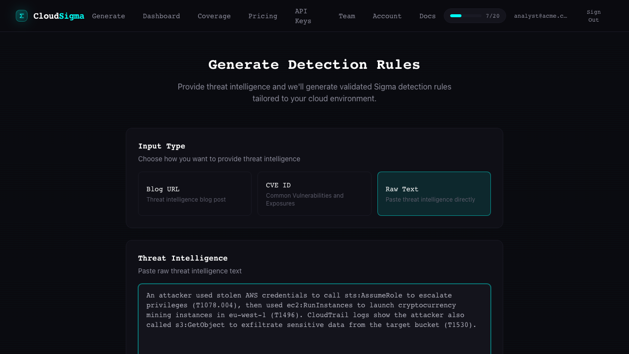 Text input mode with threat intelligence describing ATT&CK techniques